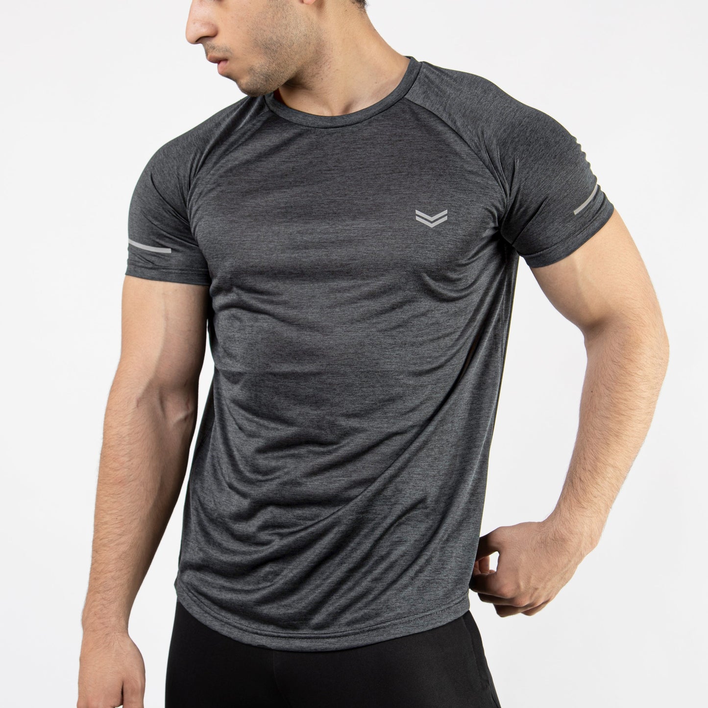 Textured Charcoal Quick Dry T-Shirt With Reflective Detailing