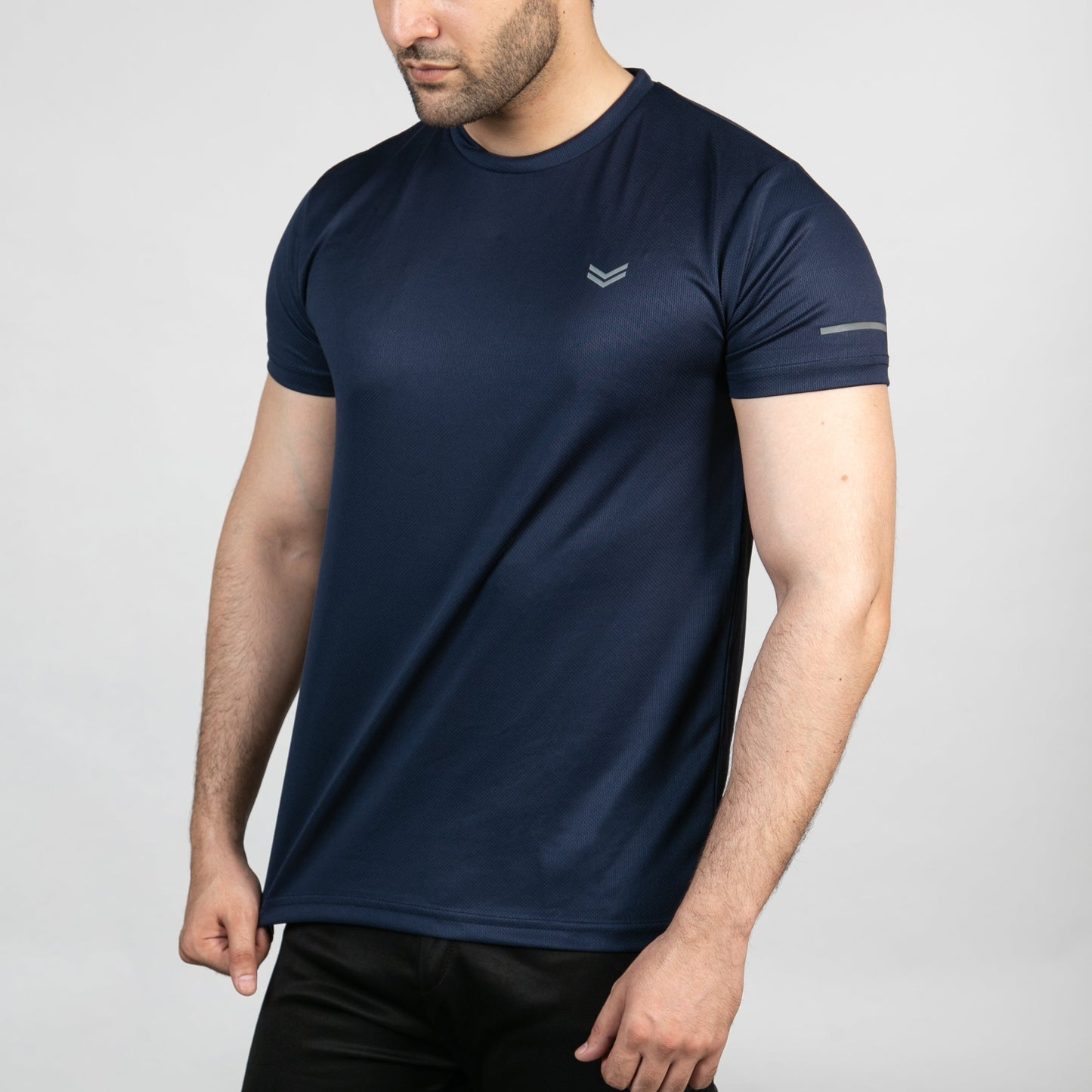 Navy Mesh Quick Dry T-Shirt With Reflective Detailing