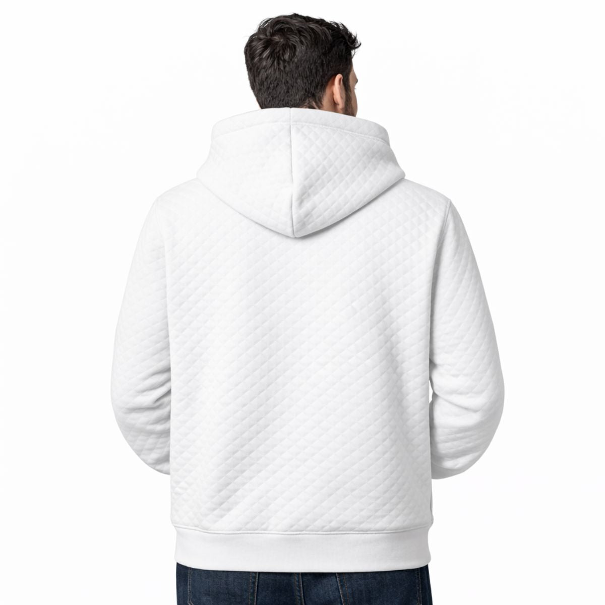 HG Men’s Luxury Quilted Pullover Hoodie – White Edition