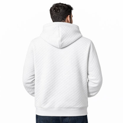 HG Men’s Luxury Quilted Pullover Hoodie – White Edition