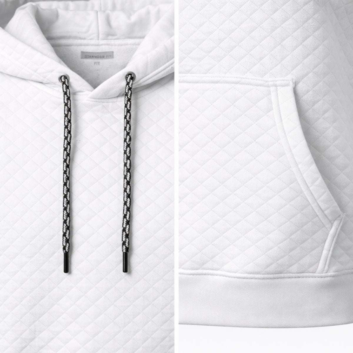 HG Men’s Luxury Quilted Pullover Hoodie – White Edition