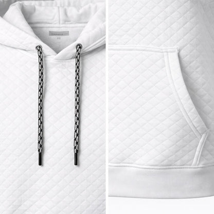 HG Men’s Luxury Quilted Pullover Hoodie – White Edition