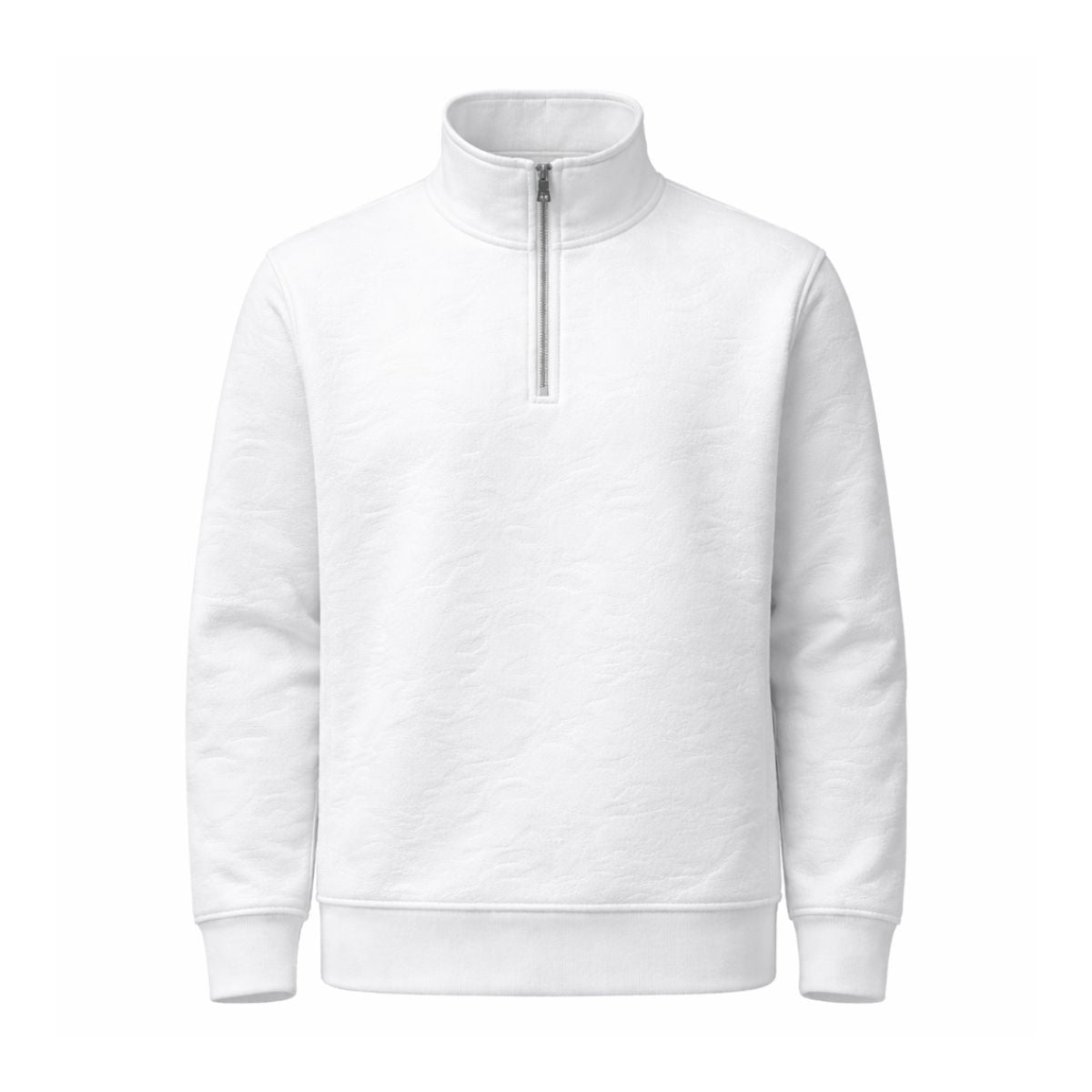 HG Premium Quilted Mock Neck Half Zipper Sweat Shirt - Super White