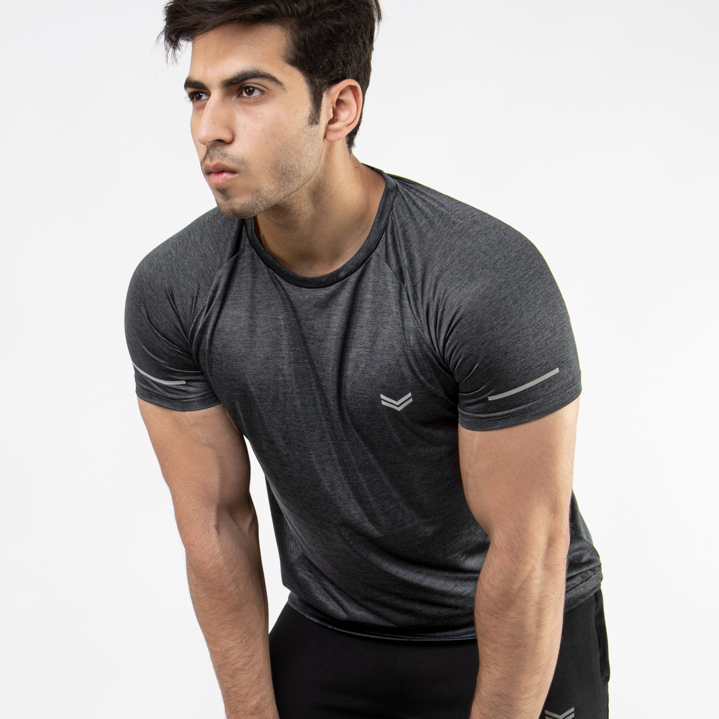 Textured Charcoal Quick Dry T-Shirt With Reflective Detailing