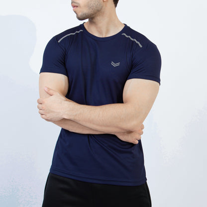 Navy Mesh Quick Dry T-Shirt with Shoulder Reflectors