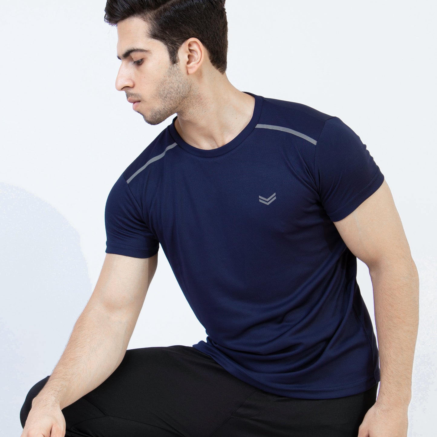Navy Mesh Quick Dry T-Shirt with Shoulder Reflectors