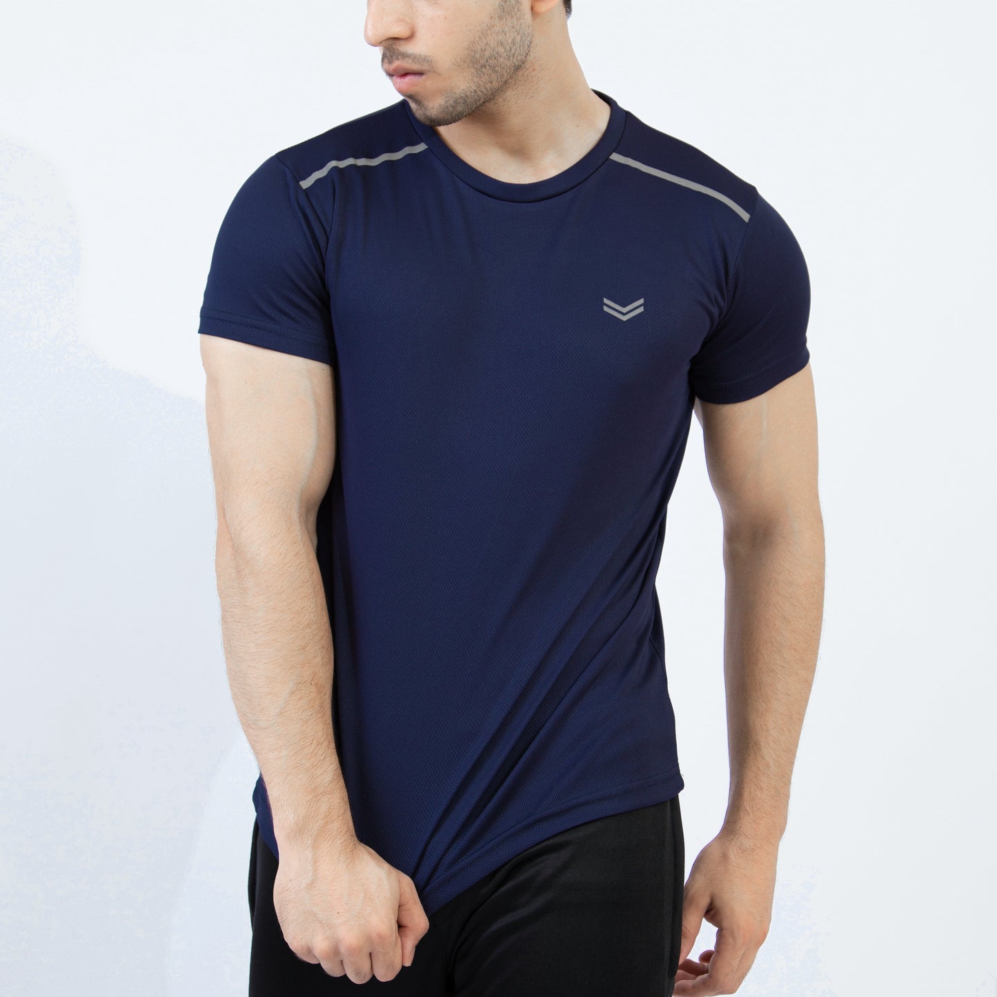 Navy Mesh Quick Dry T-Shirt with Shoulder Reflectors