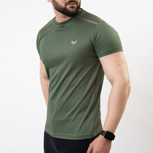 Olive Mesh Quick Dry T-Shirt with Shoulder Reflectors