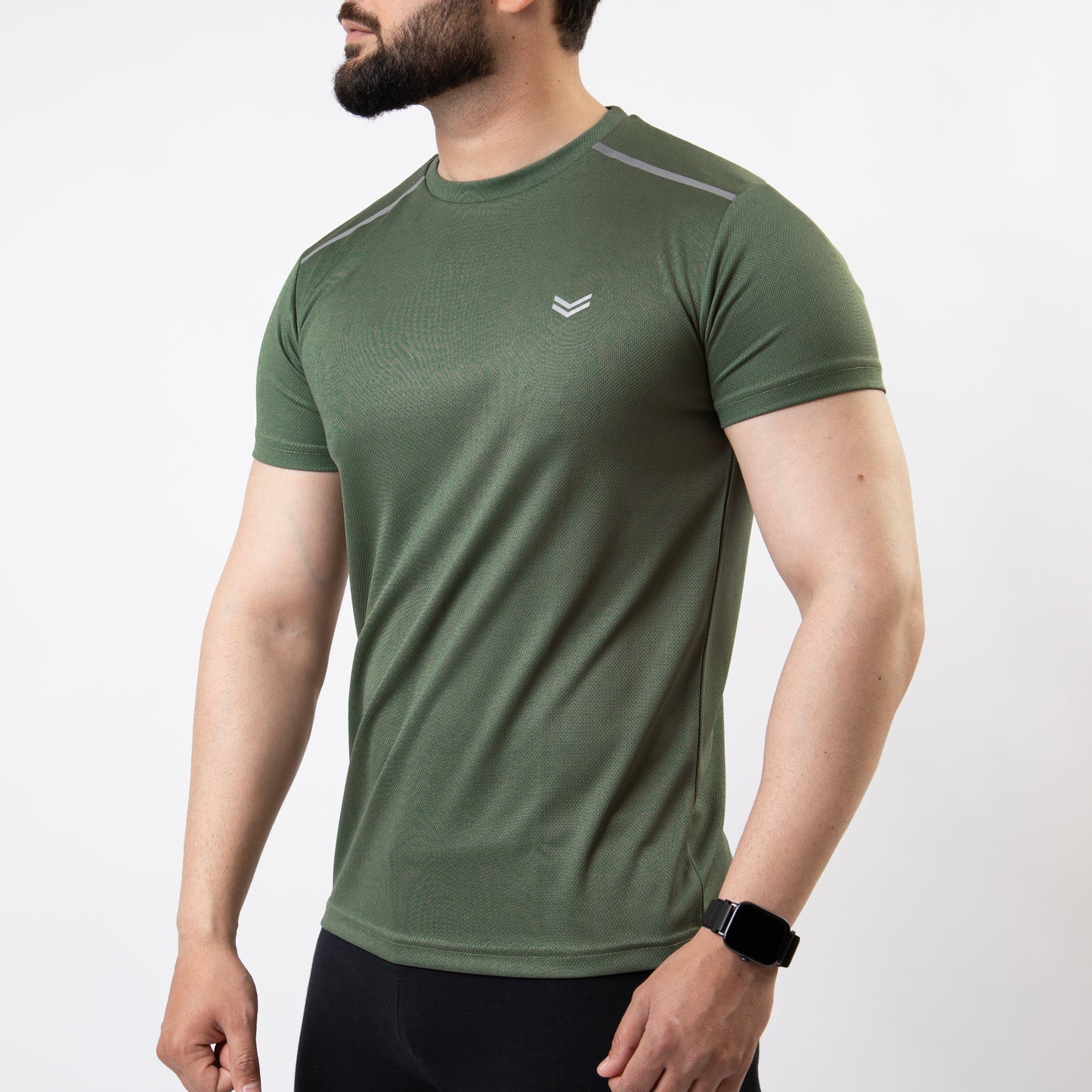 Olive Mesh Quick Dry T-Shirt with Shoulder Reflectors