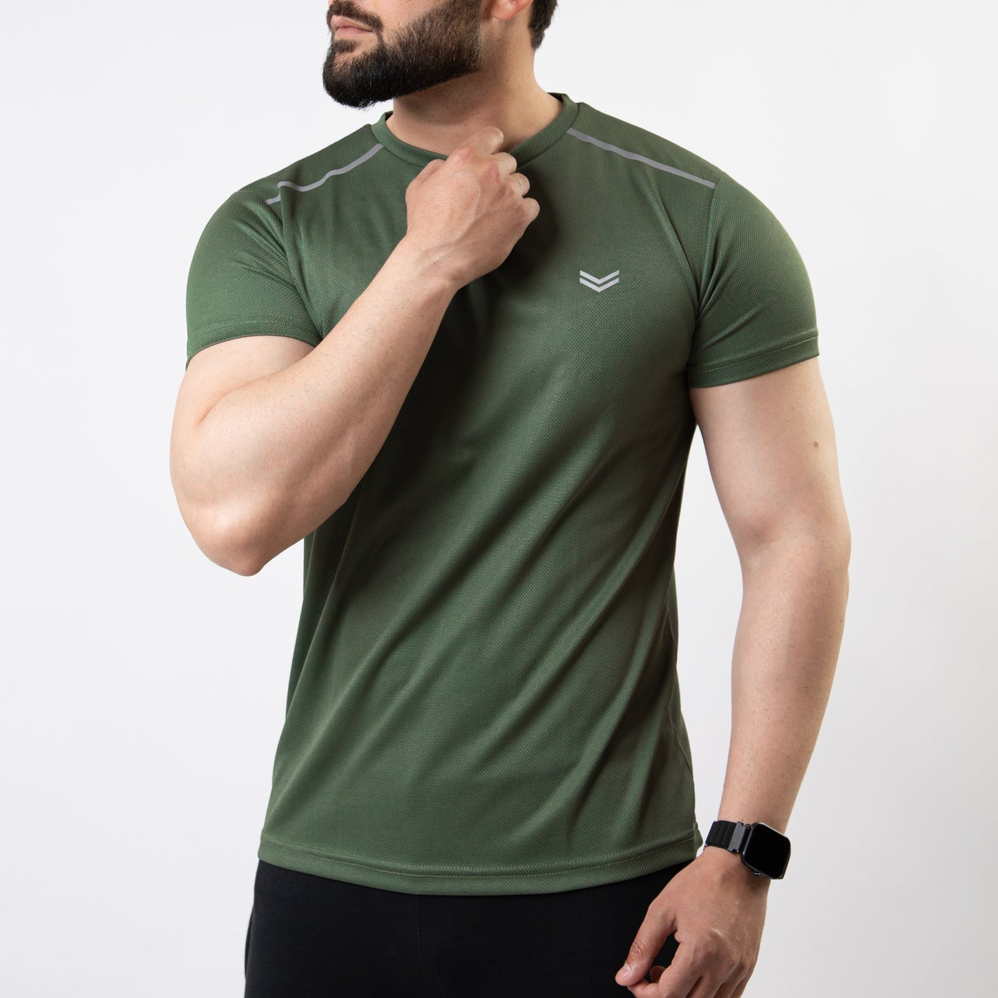 Olive Mesh Quick Dry T-Shirt with Shoulder Reflectors