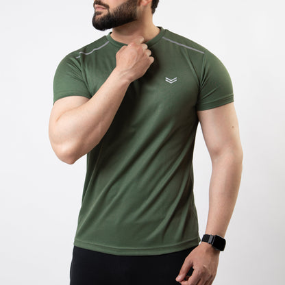 Olive Mesh Quick Dry T-Shirt with Shoulder Reflectors