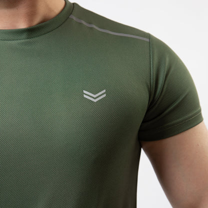 Olive Mesh Quick Dry T-Shirt with Shoulder Reflectors