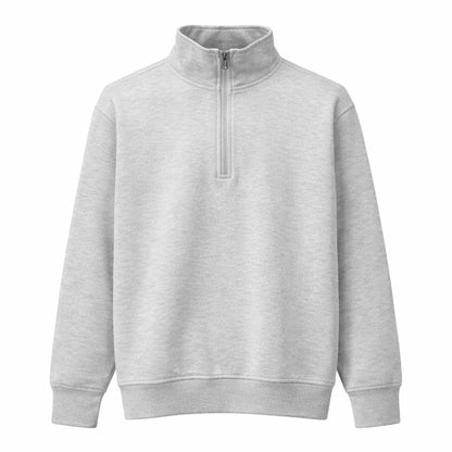 Mens Mock Neck Fleece Zipper Sweat Shirt - Light Gray