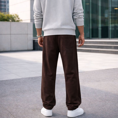 HG Classic Terry Loose Fit Trousers with Zipper Pockets - Choclate Brown