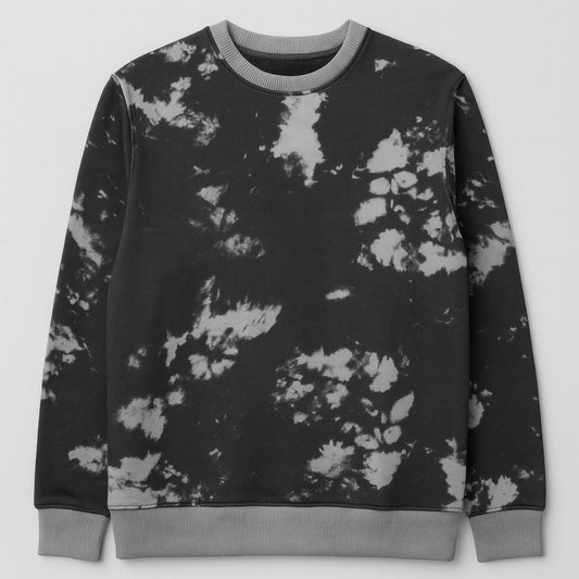 HG Tie N Die Style Prited Terry Sweat Shirt - Black Gray