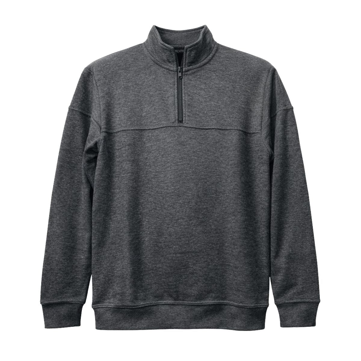 Men's Mock Neck Cut & Sew Panel Zipper Sweat Shirt - Charcoal Gray