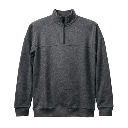 Men's Mock Neck Cut & Sew Panel Zipper Sweat Shirt - Charcoal Gray