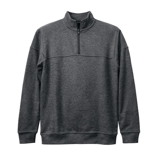 Men's Mock Neck Cut & Sew Panel Zipper Sweat Shirt - Charcoal Gray