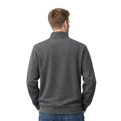 Men's Mock Neck Cut & Sew Panel Zipper Sweat Shirt - Charcoal Gray