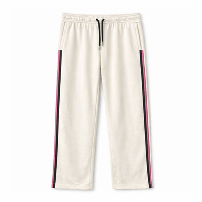 HG Women’s Relaxed Fit Terry Straight Trousers with Side Tape - Off White