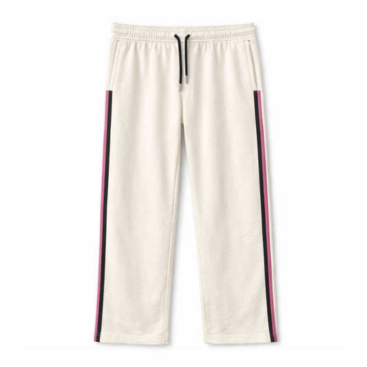HG Women’s Relaxed Fit Terry Straight Trousers with Side Tape - Off White