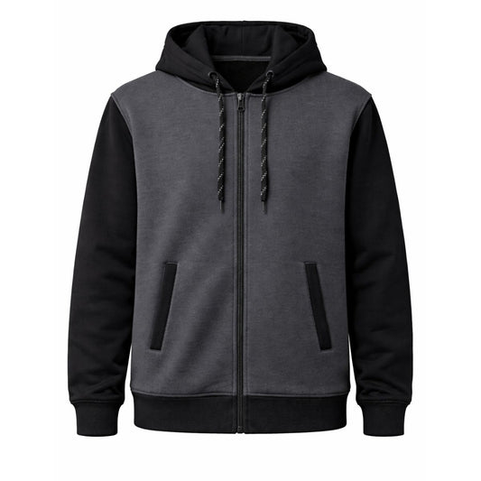 HG Two-Tone Fleece Zip-Up Hoodie – Gunmetal Gray & Black