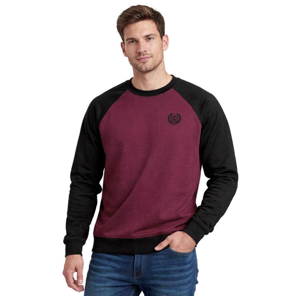 HG Signature Raglan Fleece Sweat Shirt - Maroon