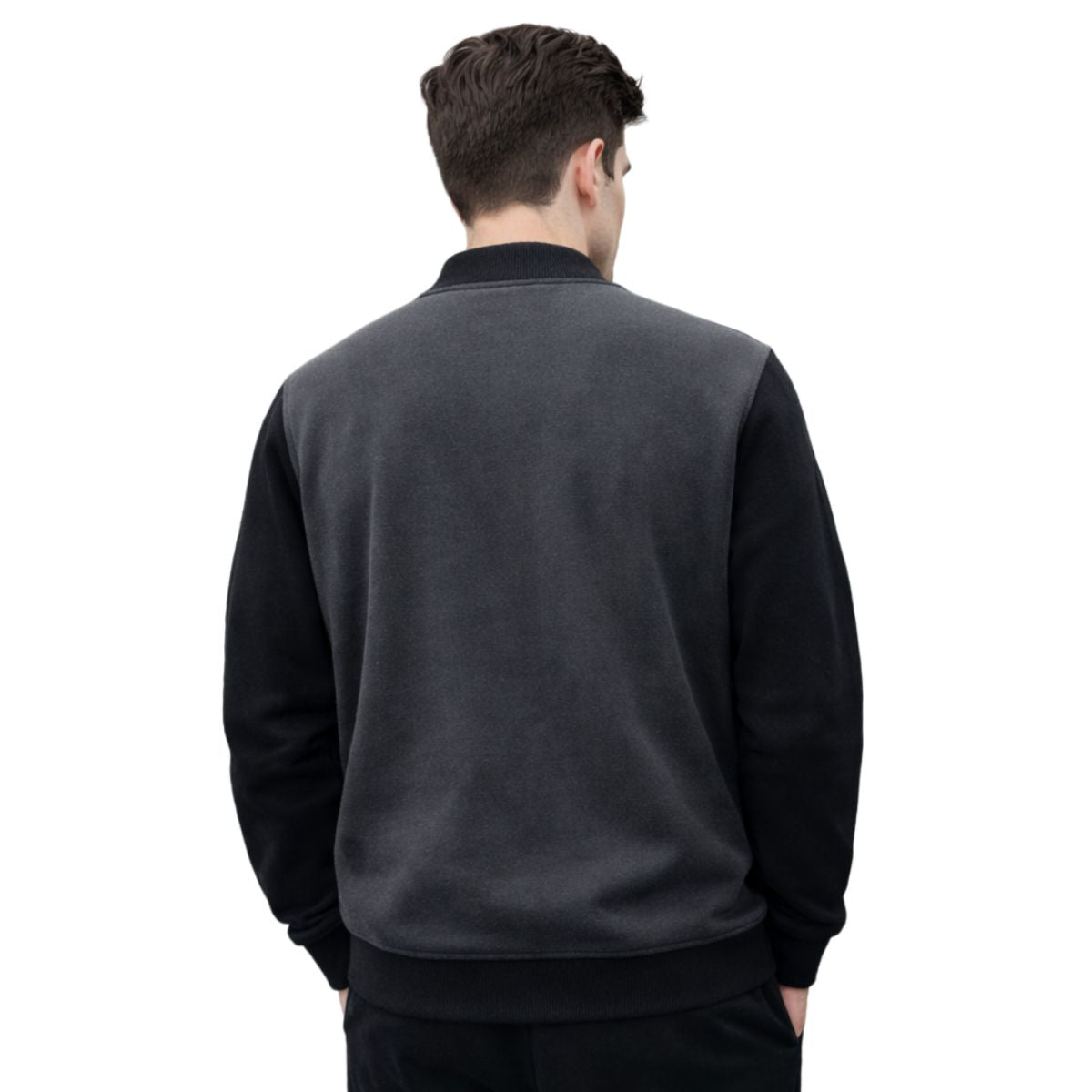 HG Contrast Sleeves Exclusive Fleece Zipper Jacket - Gunmetal Gray