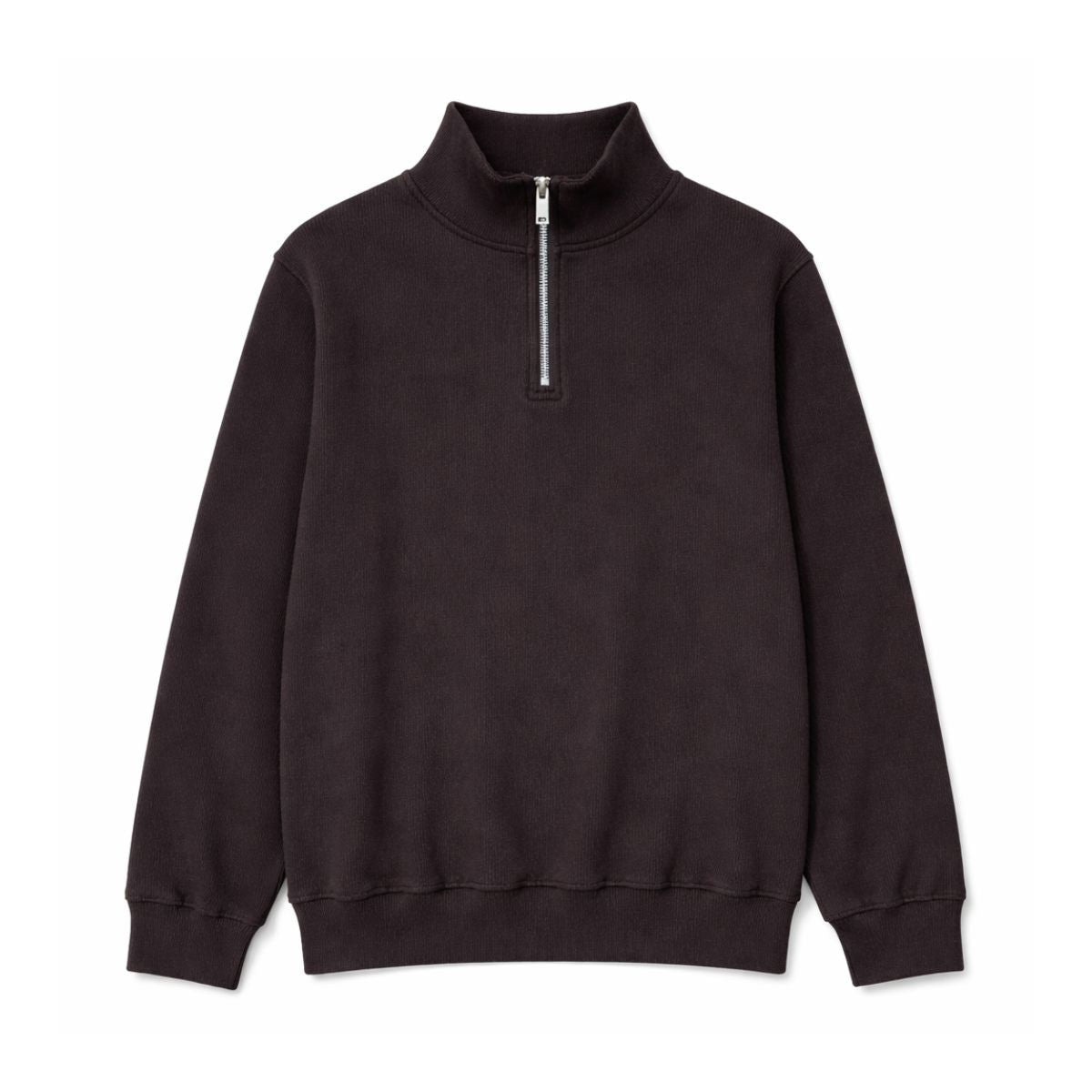 HG Men's Mock Neck Rib Knitted Full Sleeves Zipper Shirt - Choclate Brown