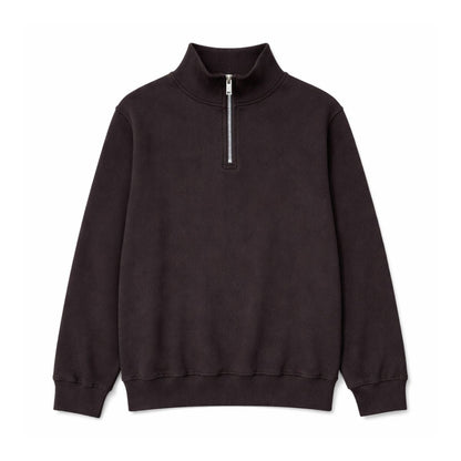 HG Men's Mock Neck Rib Knitted Full Sleeves Zipper Shirt - Choclate Brown