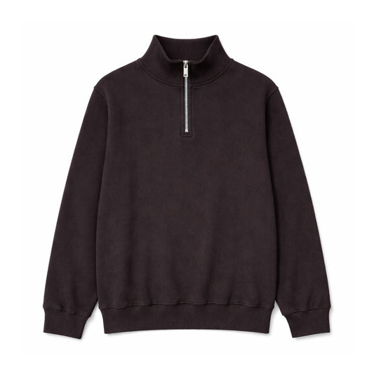 HG Men's Mock Neck Rib Knitted Full Sleeves Zipper Shirt - Choclate Brown