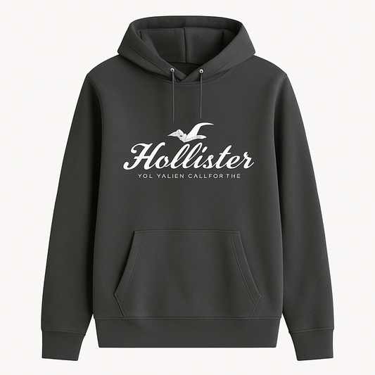 SIGNATURE PRINTED PULL OVER FLEECE HOODIE - GunMetal Gray