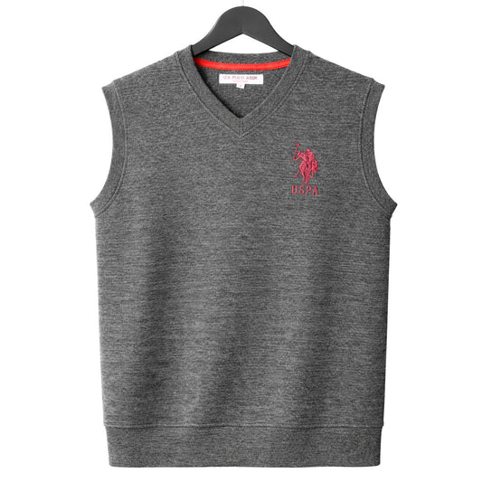 Mens Rib Knitted Sleeveless Sweater - Charcoal Gray