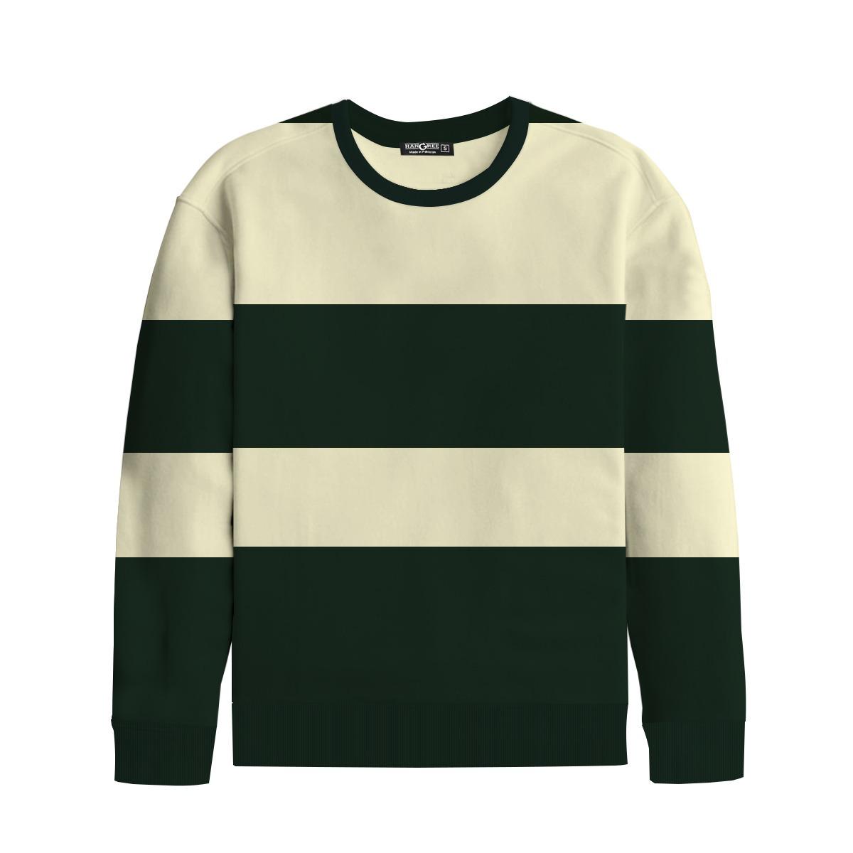HG Signature Yarn Dyed Stripped Sweat Shirt - Dark Jungle Green