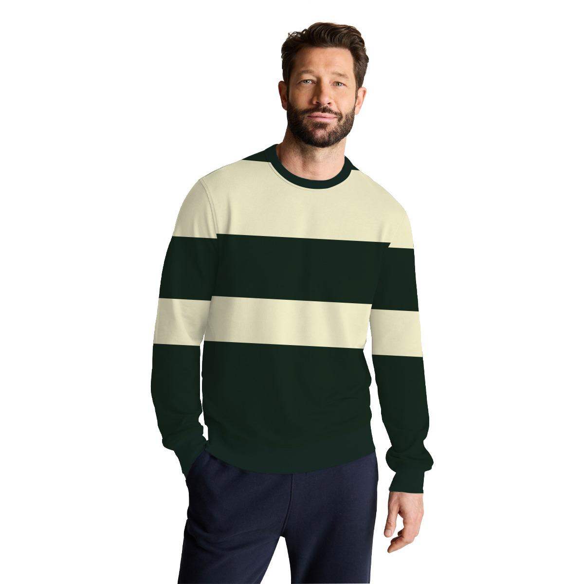 Yarn Dyed Stripped Terry Sweat Shirt - Dark Jungle Green (Minor Fault)